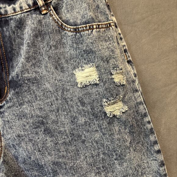 Shein Curve Distressed Mom Jeans Womens 2XL (actual 36x24.5) Blue Denim Zip Fly - Picture 7 of 12